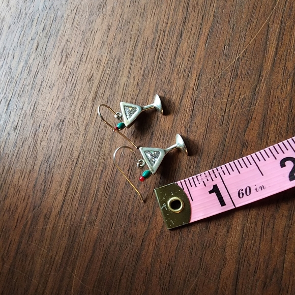 Martini glass sterling silver hook earrings - Picture 6 of 6